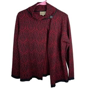 Intiwara baby alpaca Design red Cardigan sweater Womens Size Large